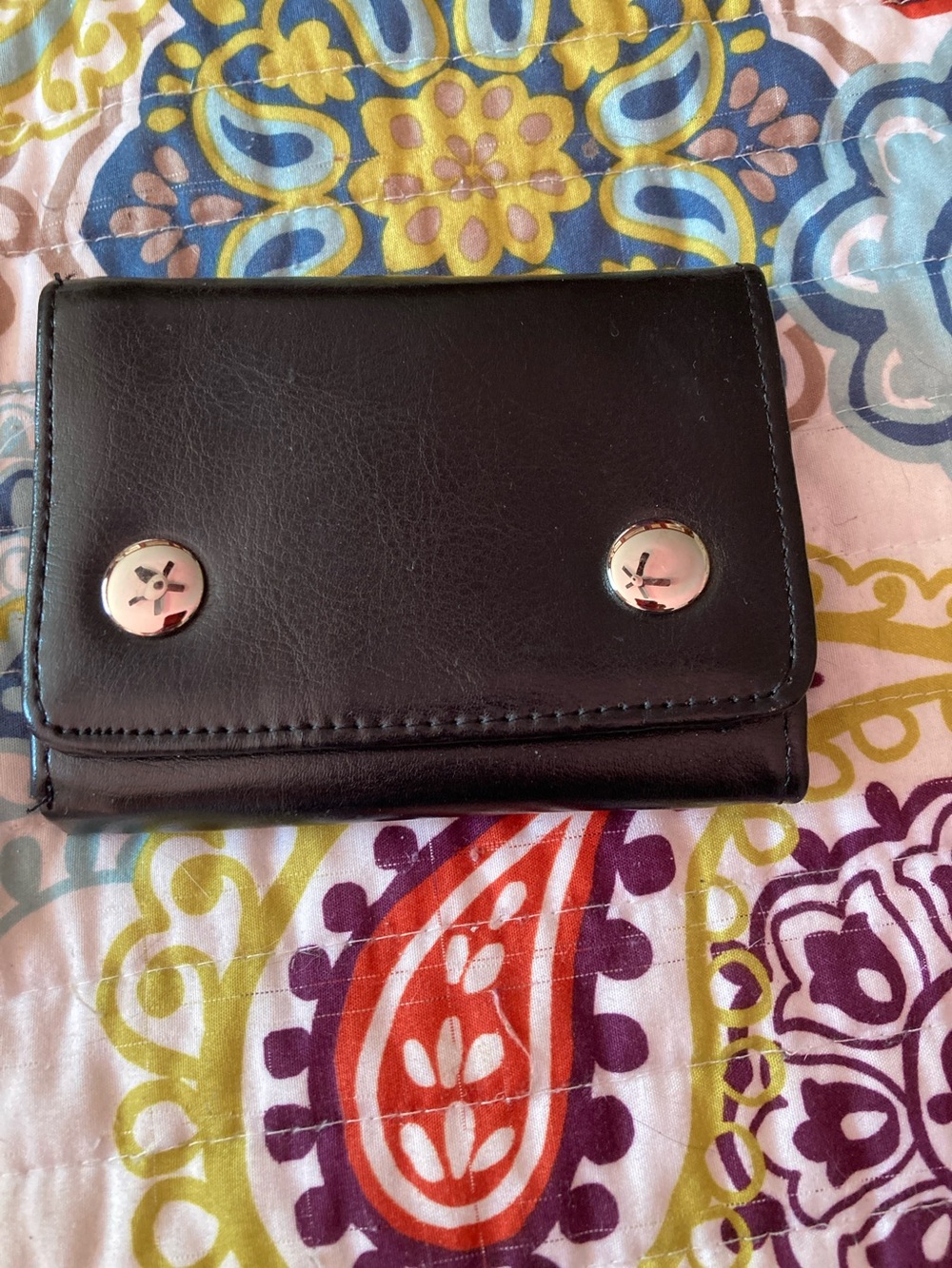Black Faux Leather Card & Key Holder with Snap Buttons